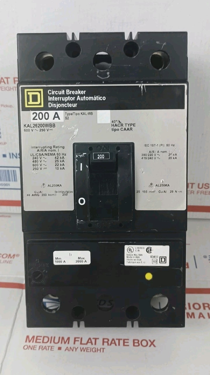 Square D KAL26200 200A 600V 2Pole Circuit Breaker USED CONDITION