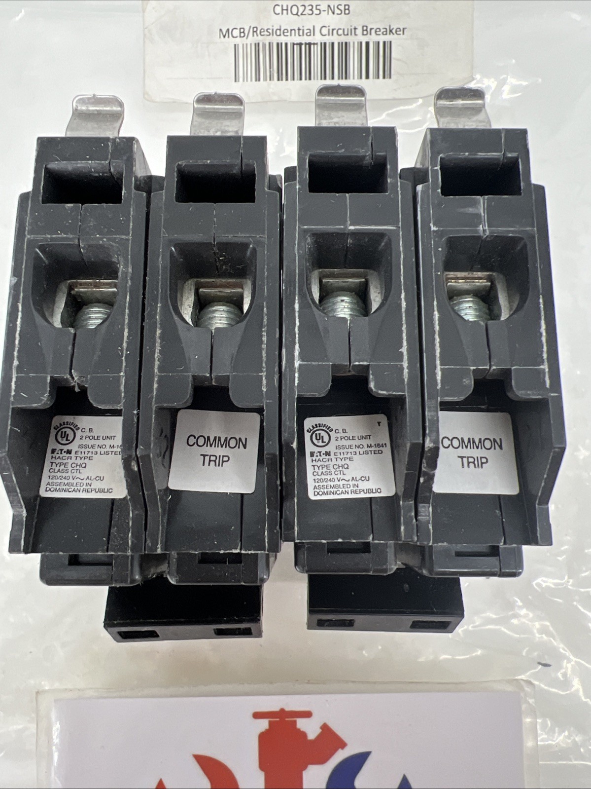 (Lot of 2) Eaton CHQ235-NSB Circuit Breakers, 35A, 2P, Plug-In, 120/240V