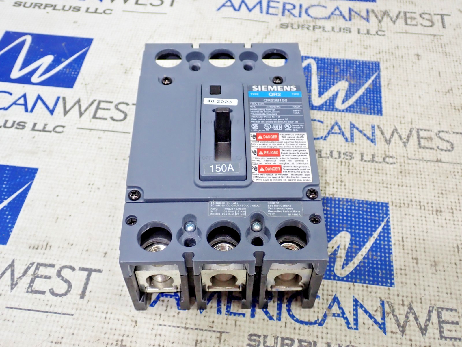Siemens QR23B150 150 Amp 3 Pole 240V QR2 Circuit Breaker New