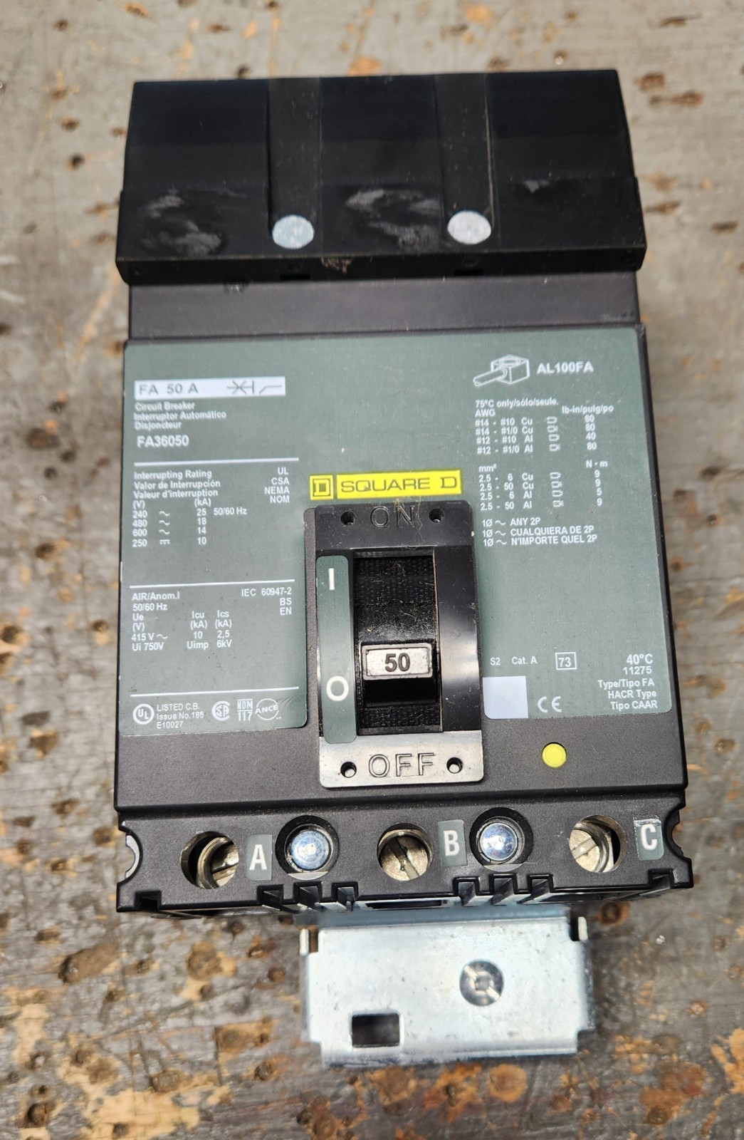 NEW Square D FA36050 3-Pole 600v 50A I-Line Circuit Breaker