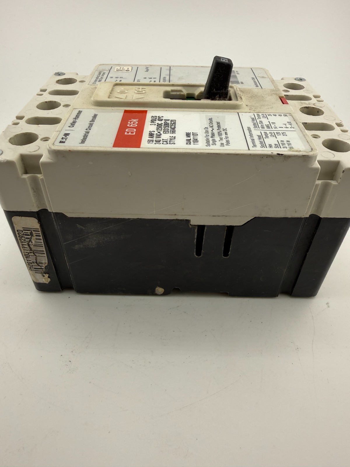 Eaton ED3150BP20 Black 130-Amp 3 Poles 240 Volts Industrial Circuit Breaker