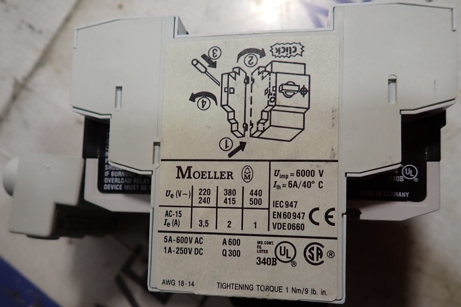 Moeller Motor Protective Circuit Breaker PKZM0-25 Ser. 2 5A NHI11-PKZ0