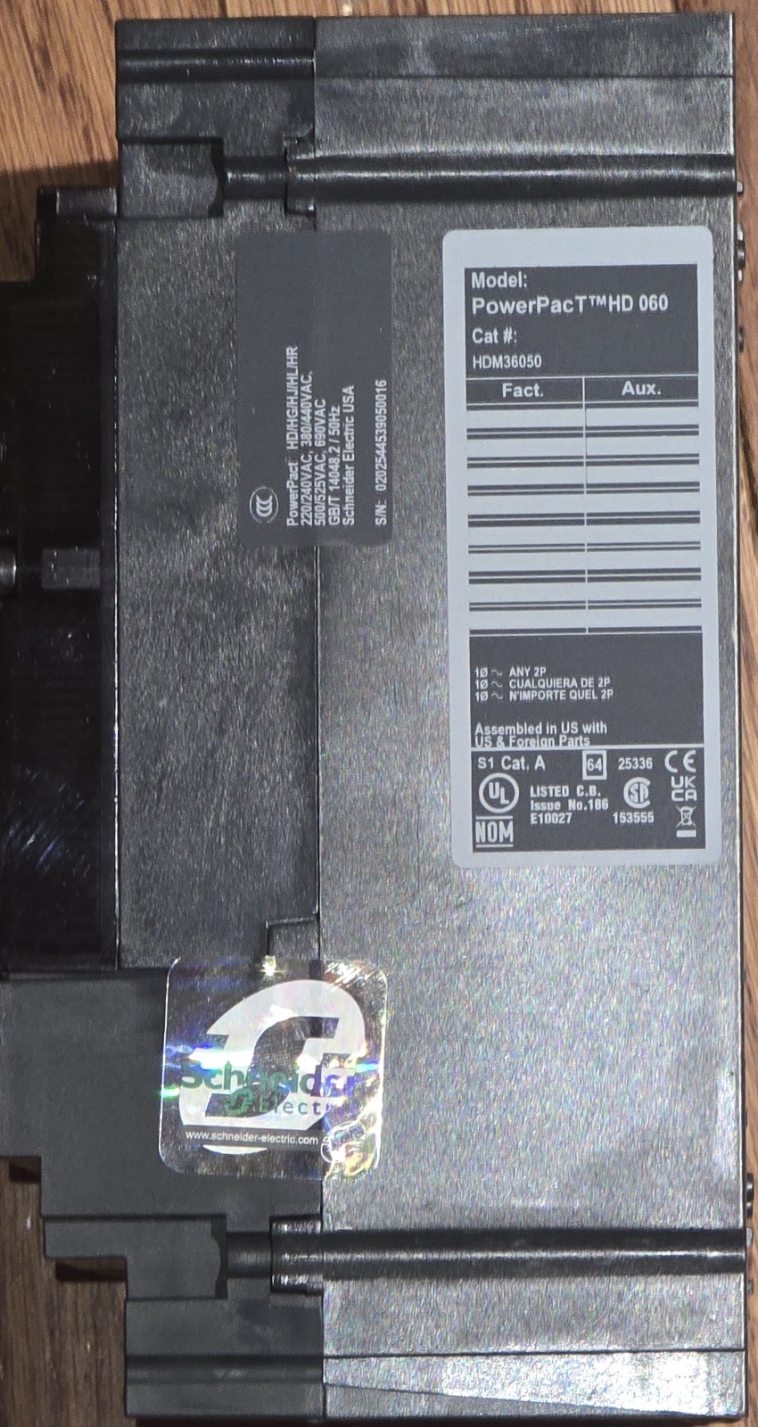 Square D HDM36050 50 Amp 3 Pole 600V Molded Case Circuit Breaker Power PacT