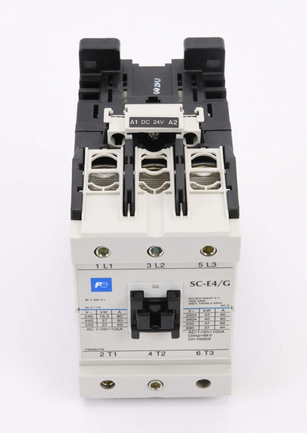 Fuji Electric SC-E4G-24VDC Series IEC Contactor, 80A, (3) N.O. Power Poles, 24 V