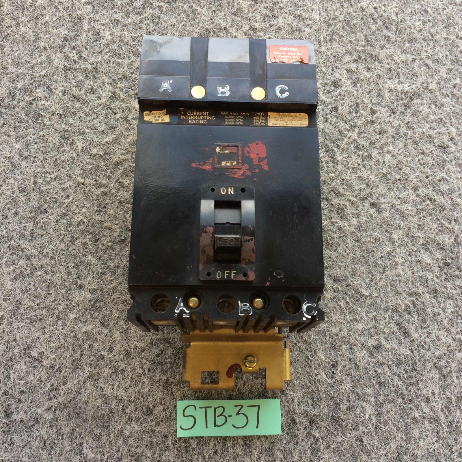 Square D FA36050 3 Pole 50 Amp 480V Relabeled Gray Circuit Breaker Handle Lock