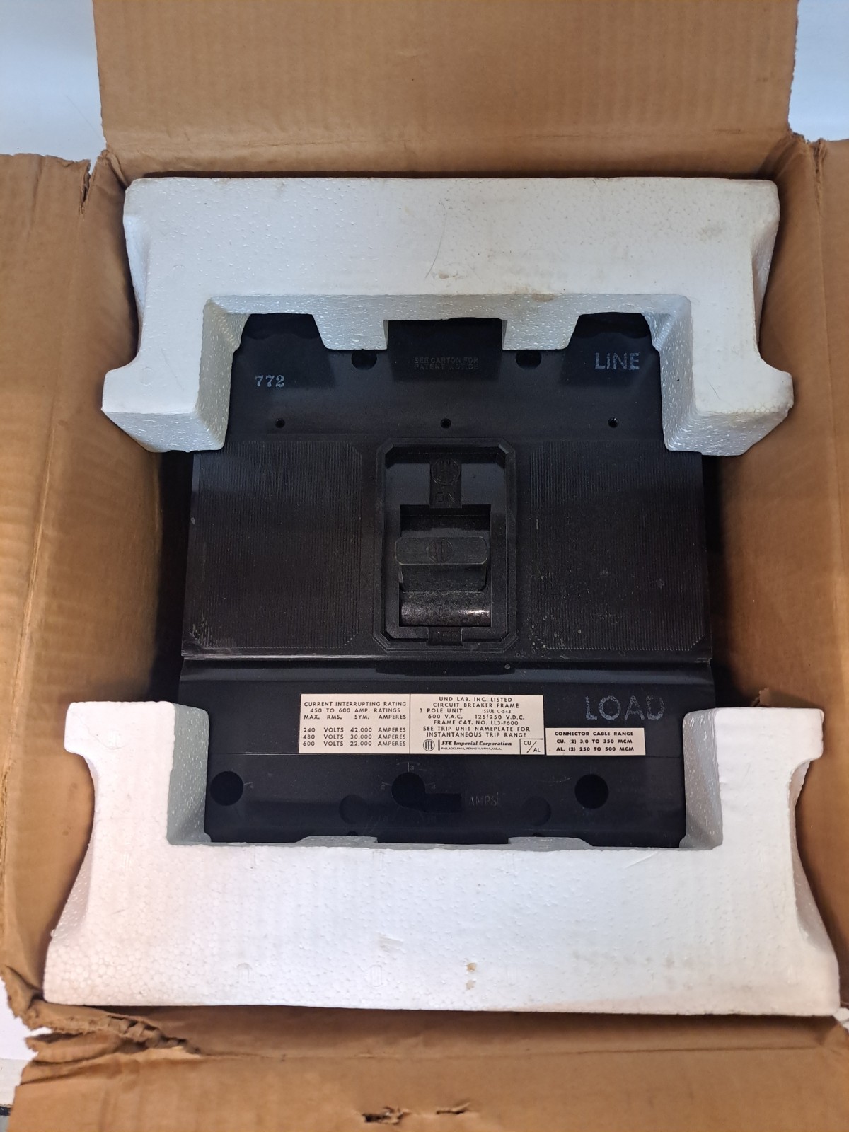 ITE Imperial LL3-F600 Circuit Breaker Frame NEW, damaged box