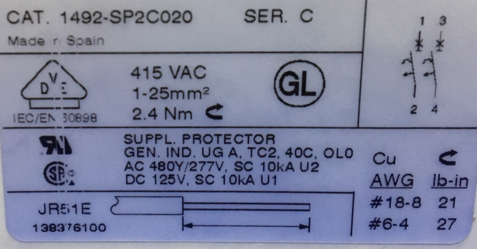 QTY 2 – Allen-Bradley AB 1492-SP / 1492-SP2C020 SER C CIRCUIT BREAKERS