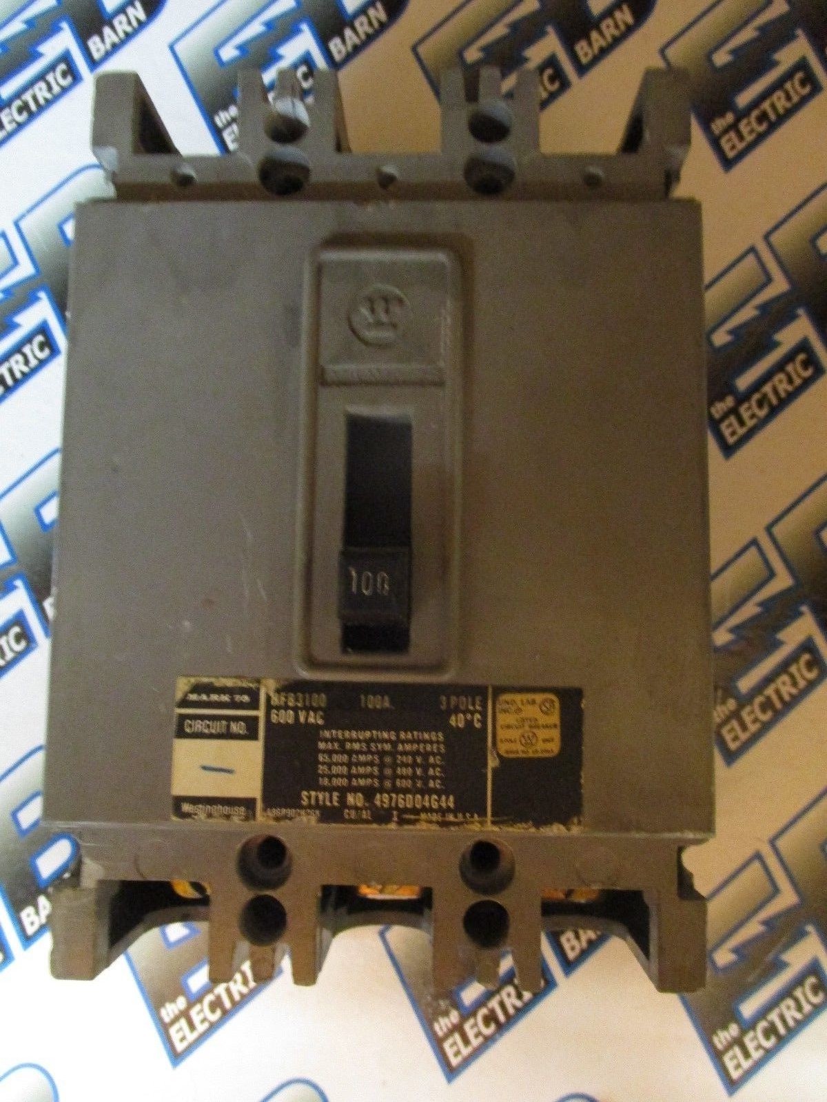 WESTINGHOUSE HFB3100, 100 Amp, 600 Volt, 3 Pole, 25K, Circuit Breaker