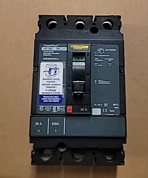 Square D 3 Pole 50A 600V Cat# HDM36050AABCLC