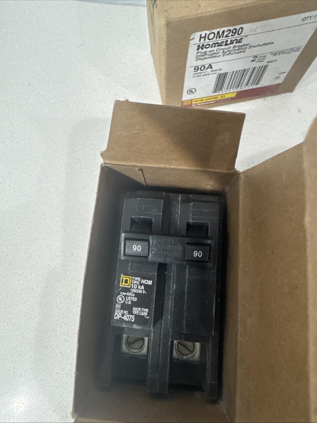 Square D HOM290 Homeline 90 Amp 2 Pole Circuit Breaker