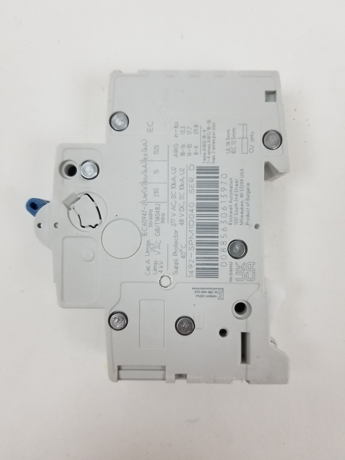 2 Allen-Bradley 1492-SPM1D040 Supplementary Protector 1-Pole 4A Trip Curve D NEW