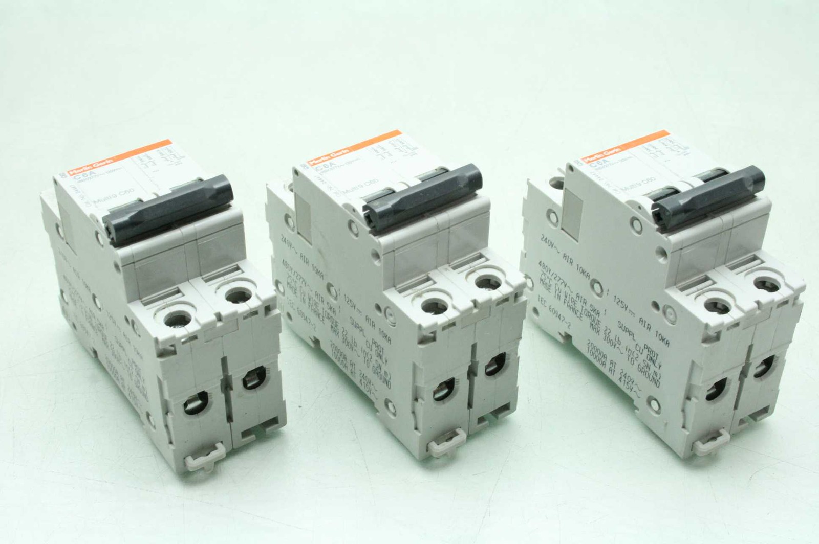3 Merlin Gerin Multi9 C6A C60 / 2 Pole Circuit Breakers 60A 480Y/277V