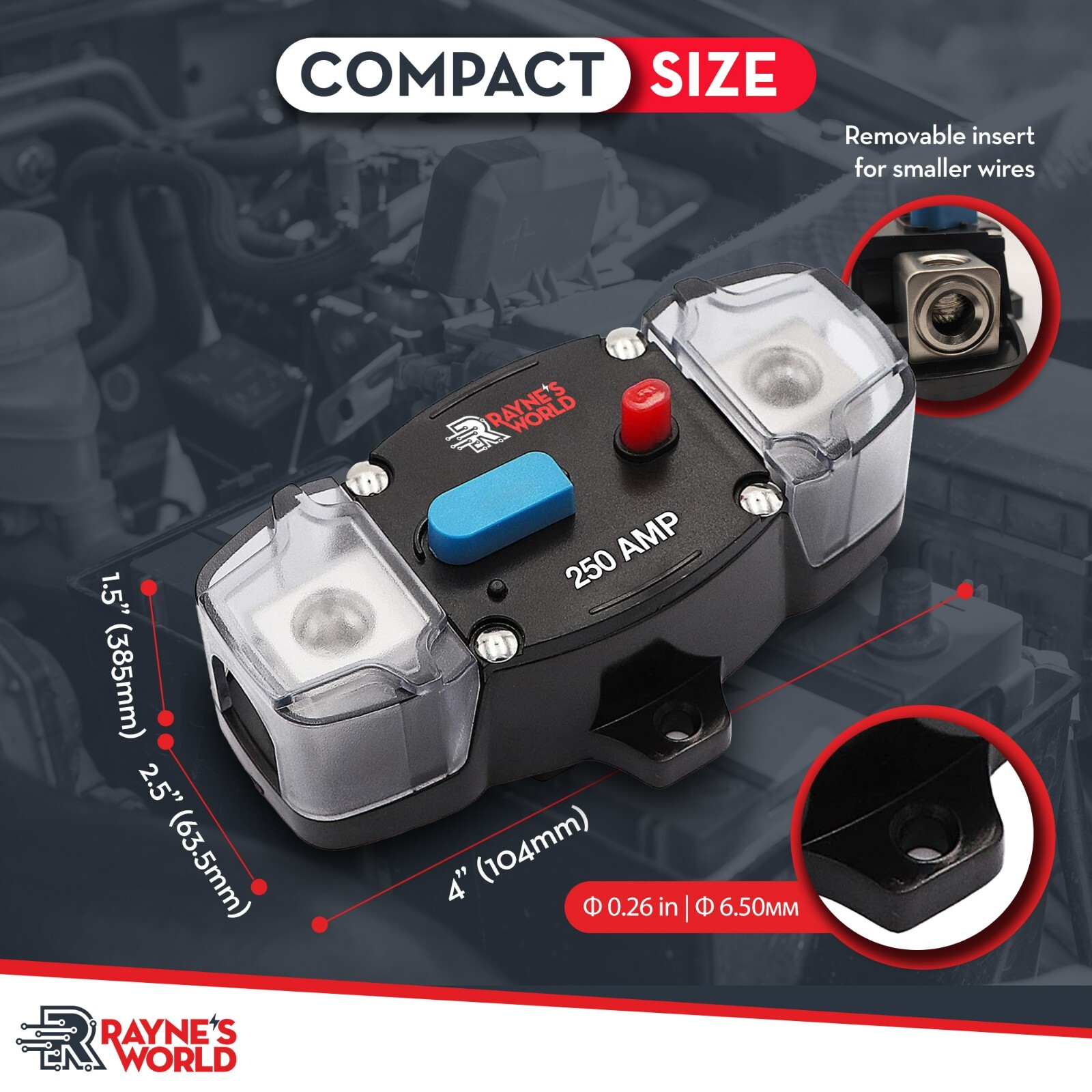 250 Amp 12-48V DC Inline Circuit Breaker w/ Cover Car/Audio/Boat/Solar/Inverter