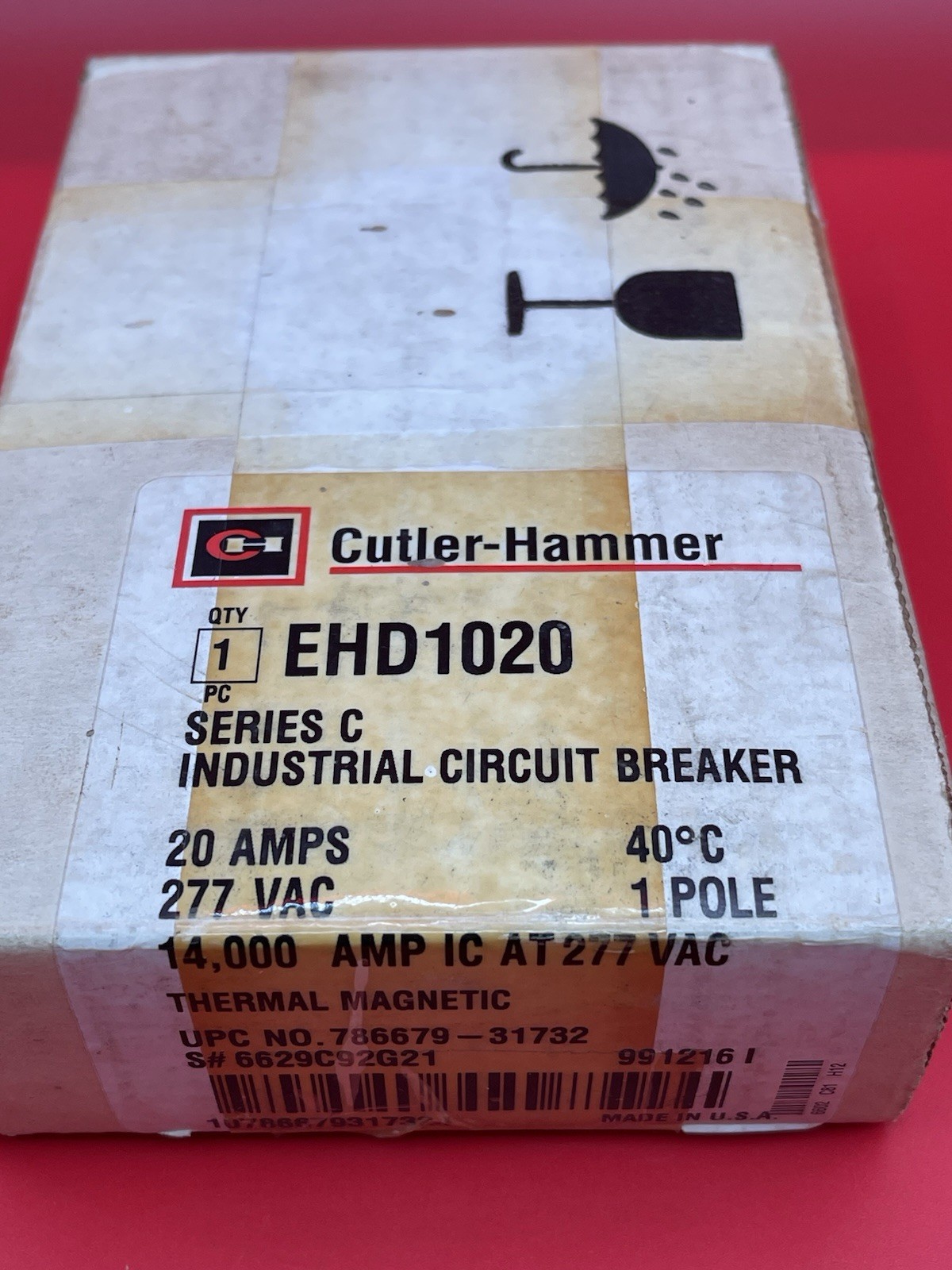 Eaton Cutler-Hammer EHD1020 Industrial Circuit Breaker 20 Amps 277 Vac 1 Pole