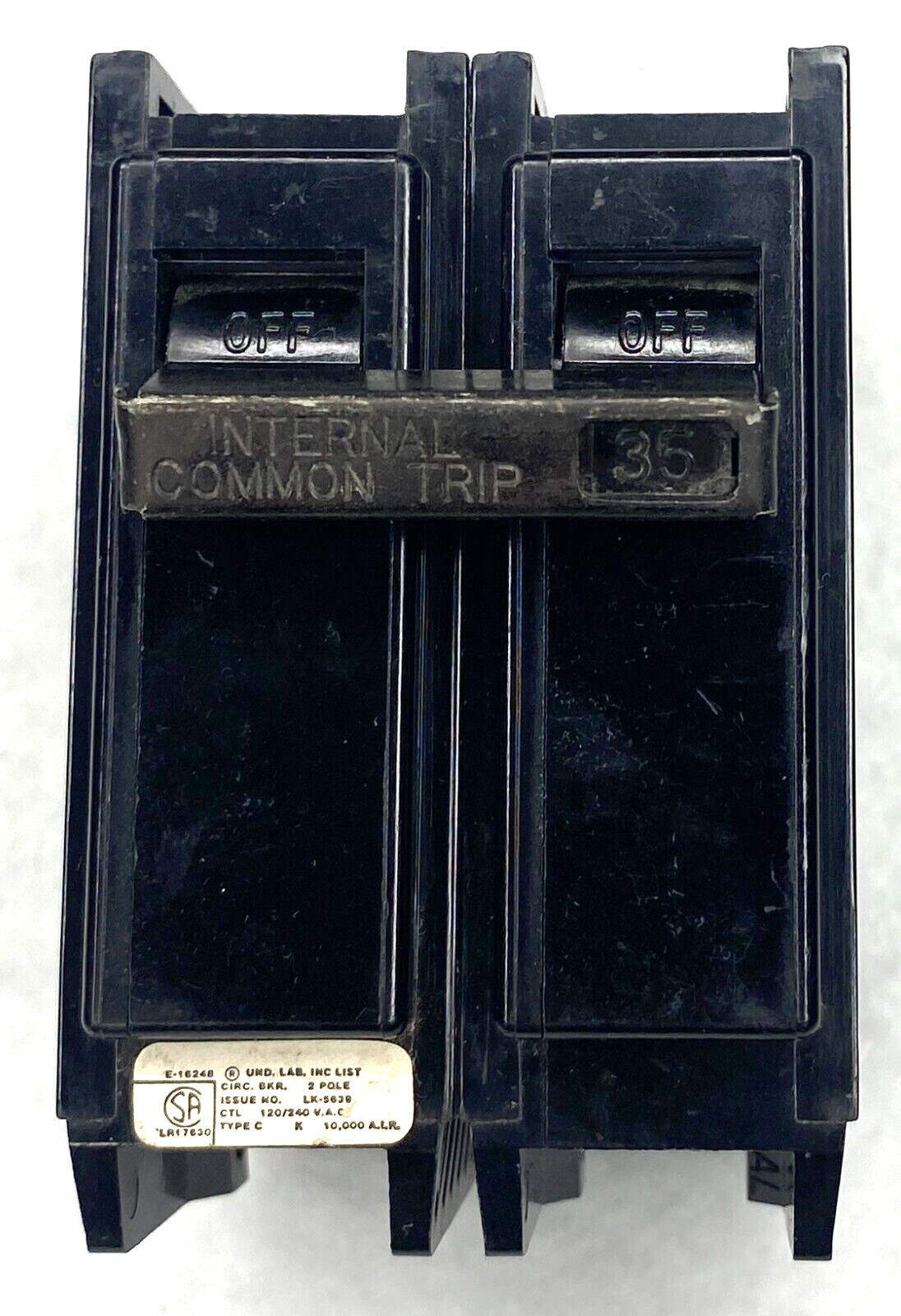 35A GTE Sylvania C-235 Circuit Breaker 35 Amp CTL 2-Pole 10kA@120/240V Type C