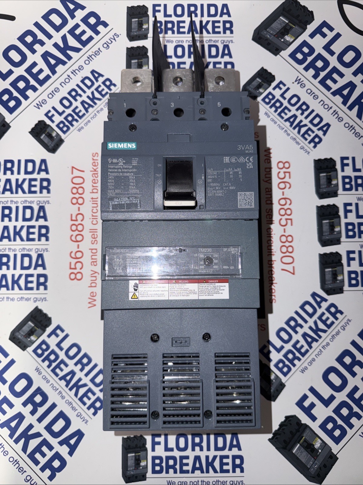 NEW TAKE OUT SIEMENS 400 AMP 3 POLE 3VA5340-5EC31-0AA0 600V + TM230 Trip Unit