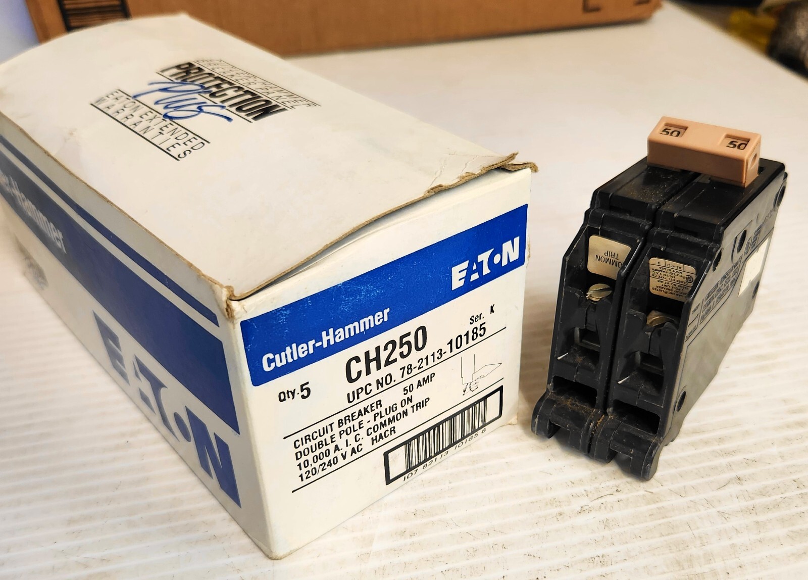 Cutler-Hammer CH250 Circuit Breaker 50A 2P 120/240 VAC HACR AL-CU