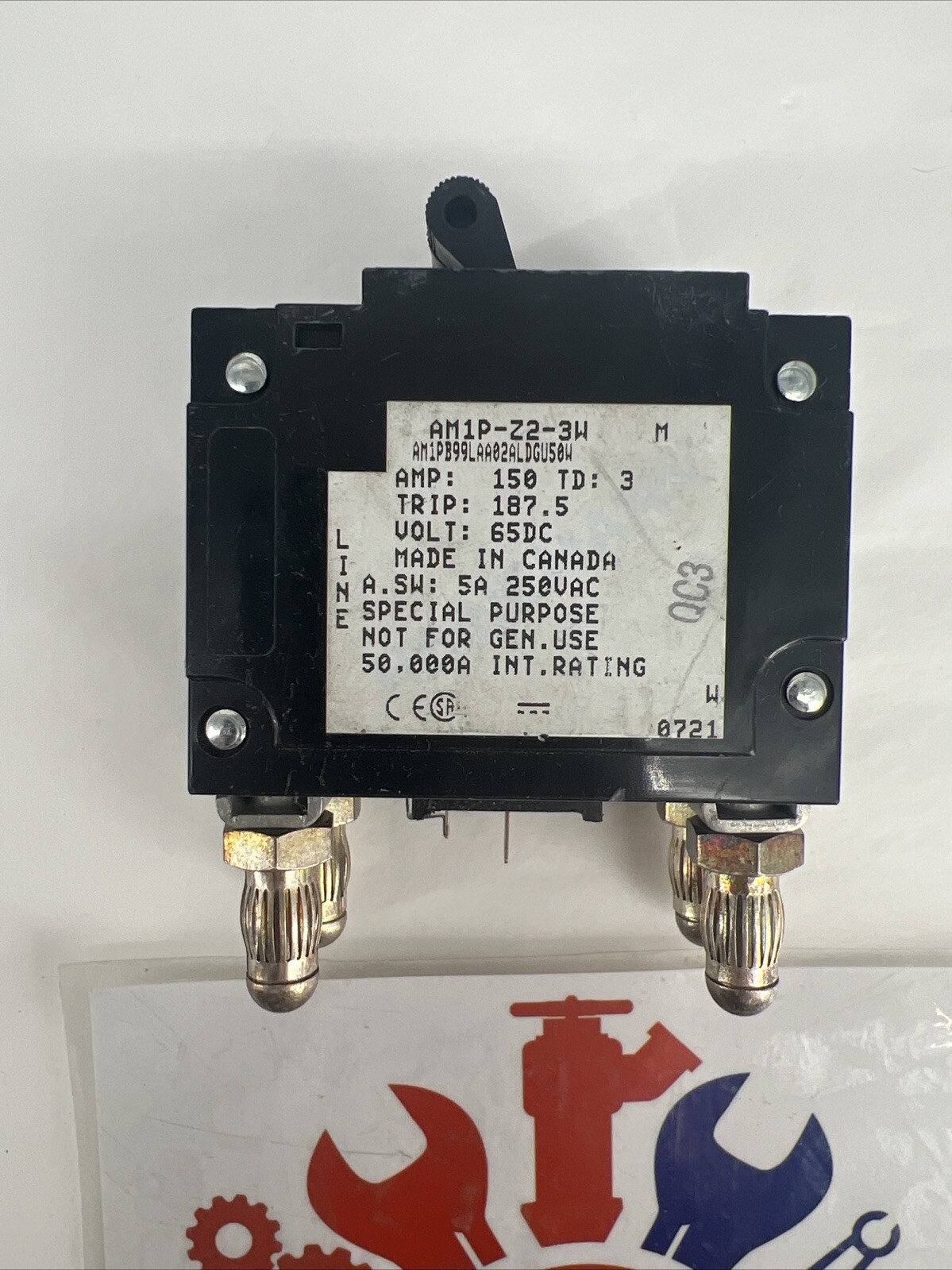Heinemann AM1P-Z2-3W Circuit Breaker Bullet 150A 65VDC 2P AM1PB99LAA02ALDGU50W