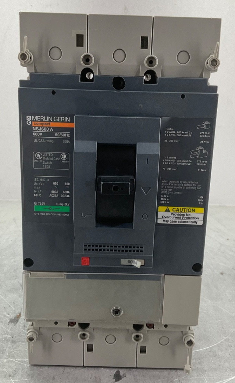 MERLIN GERIN NSJ600A COMPACT CIRCUIT BREAKER 600A 600V 3P TMF