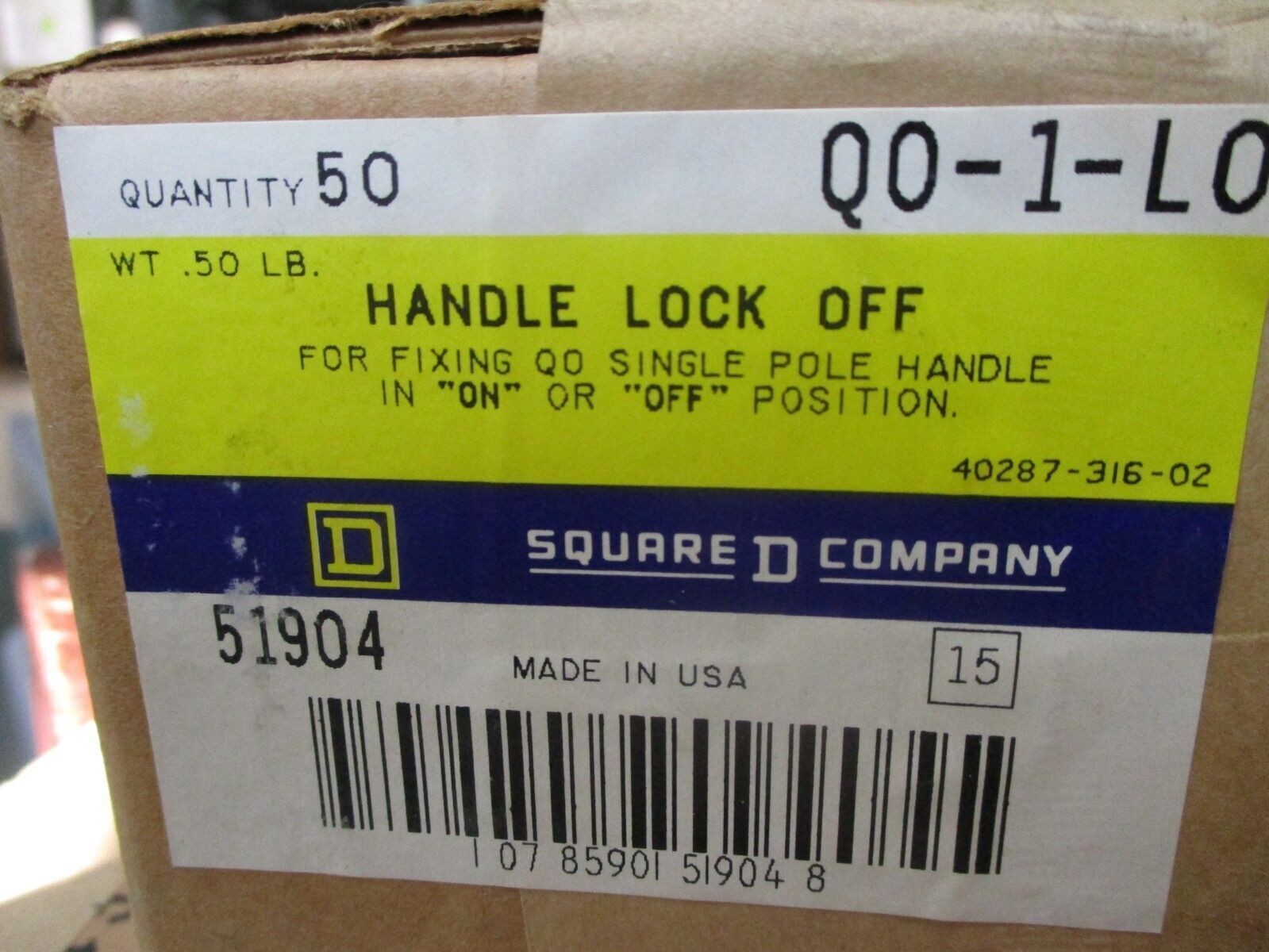 Square D Handle Lock Off QO 1 LO “Box of 32” New Surplus