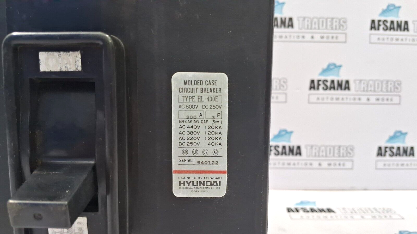 Hyundai electric hl-400e molded case circuit breaker ac600v dc250v
