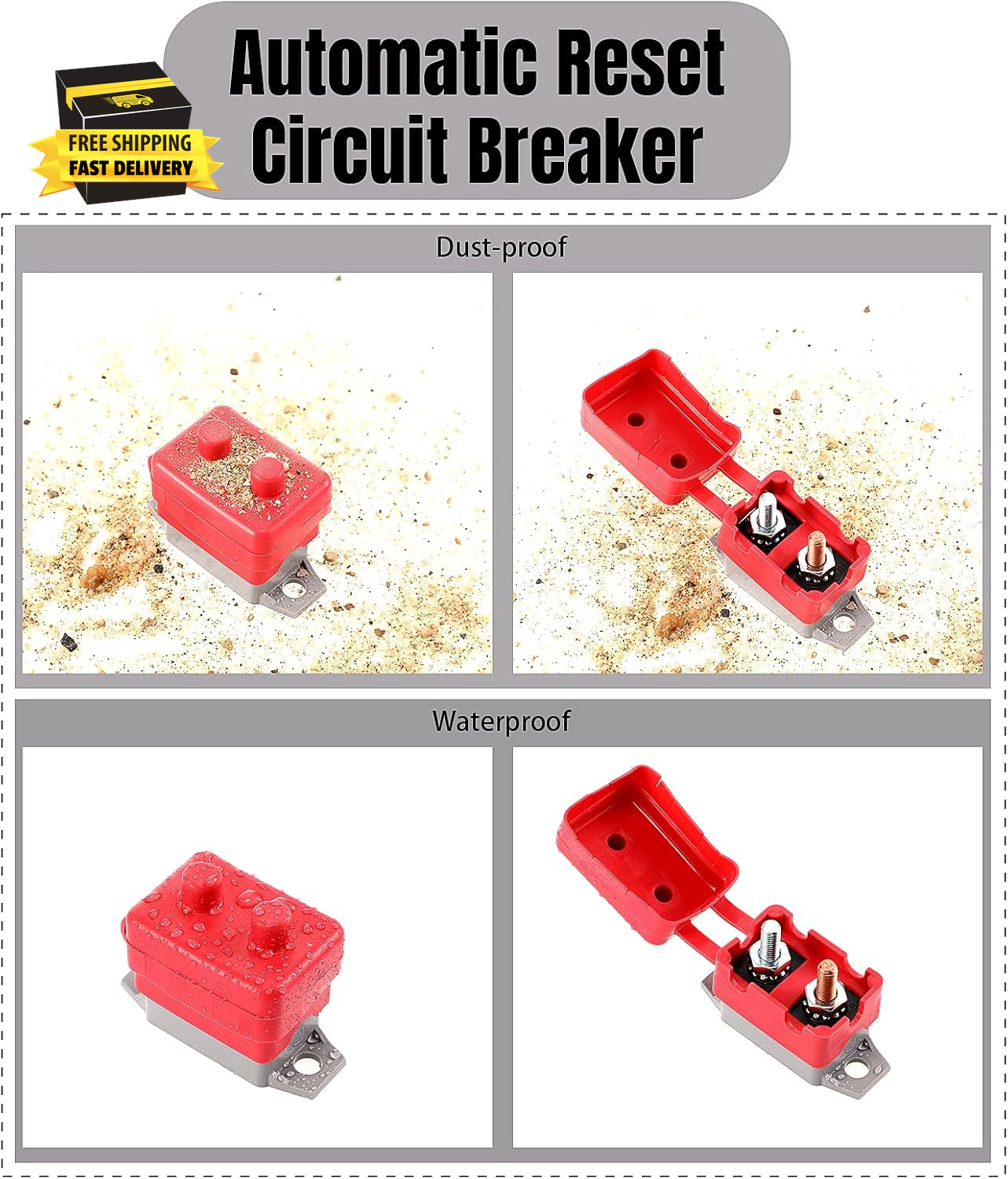 4 Pieces DC 12V – 24V Automatic Reset Circuit Breaker Circuit Breaker with Cover