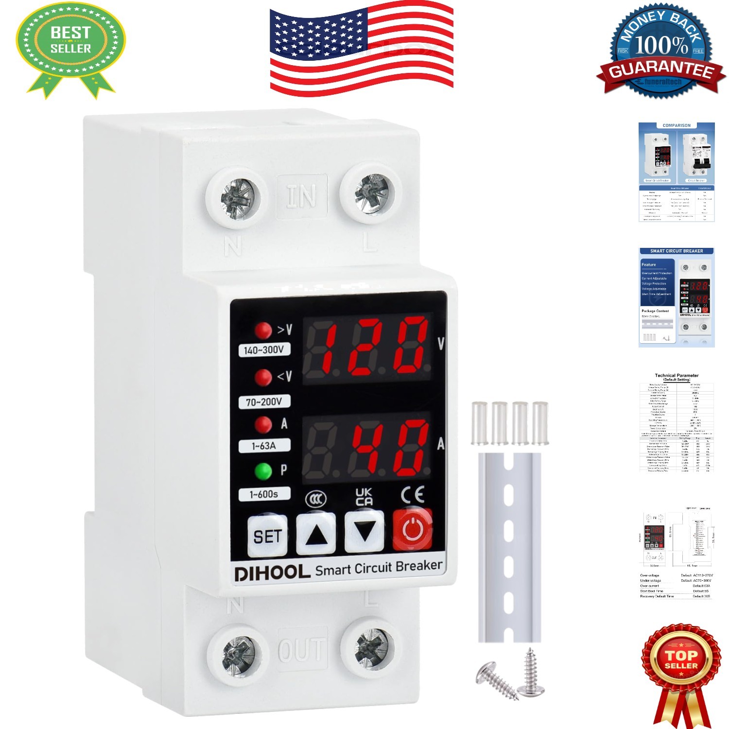 Adjustable Voltage Protector 0V-220V with Overcurrent Safety & Smart Recovery