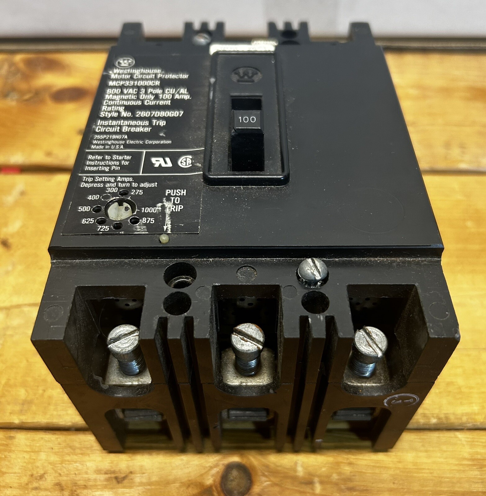 Westinghouse MCP331000CR 100A Circuit Breaker 480/600V 3 Pole – Adjustable Trip
