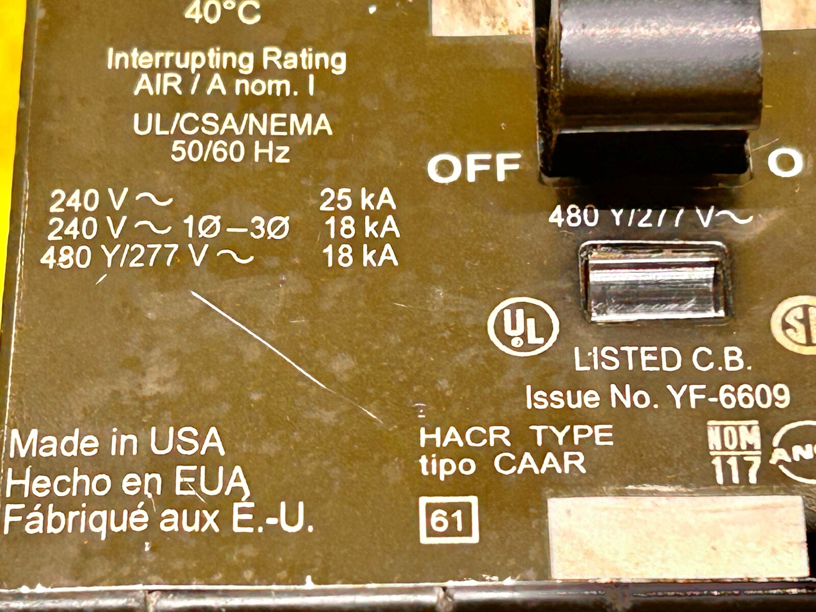 SQUARE D EDB24020 2-POLE 20 AMP 480 VAC BOLT ON / IN BREAKER ( NEW TAKE OUT )