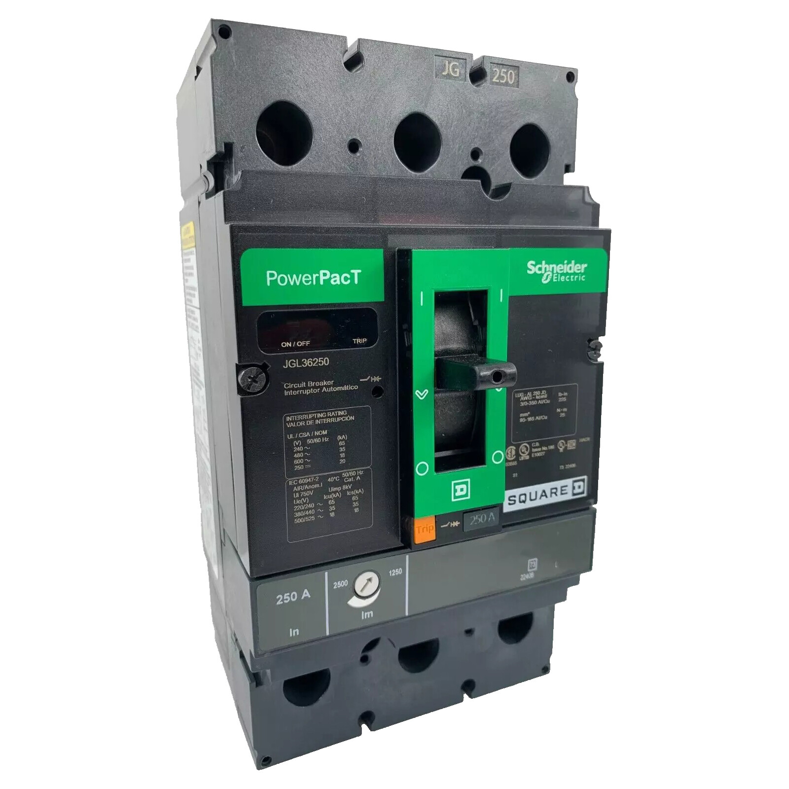 NIB – Square D – JGL36250 – 250A, 3-Pole, 600V, Thermal Magnetic Circuit Breaker