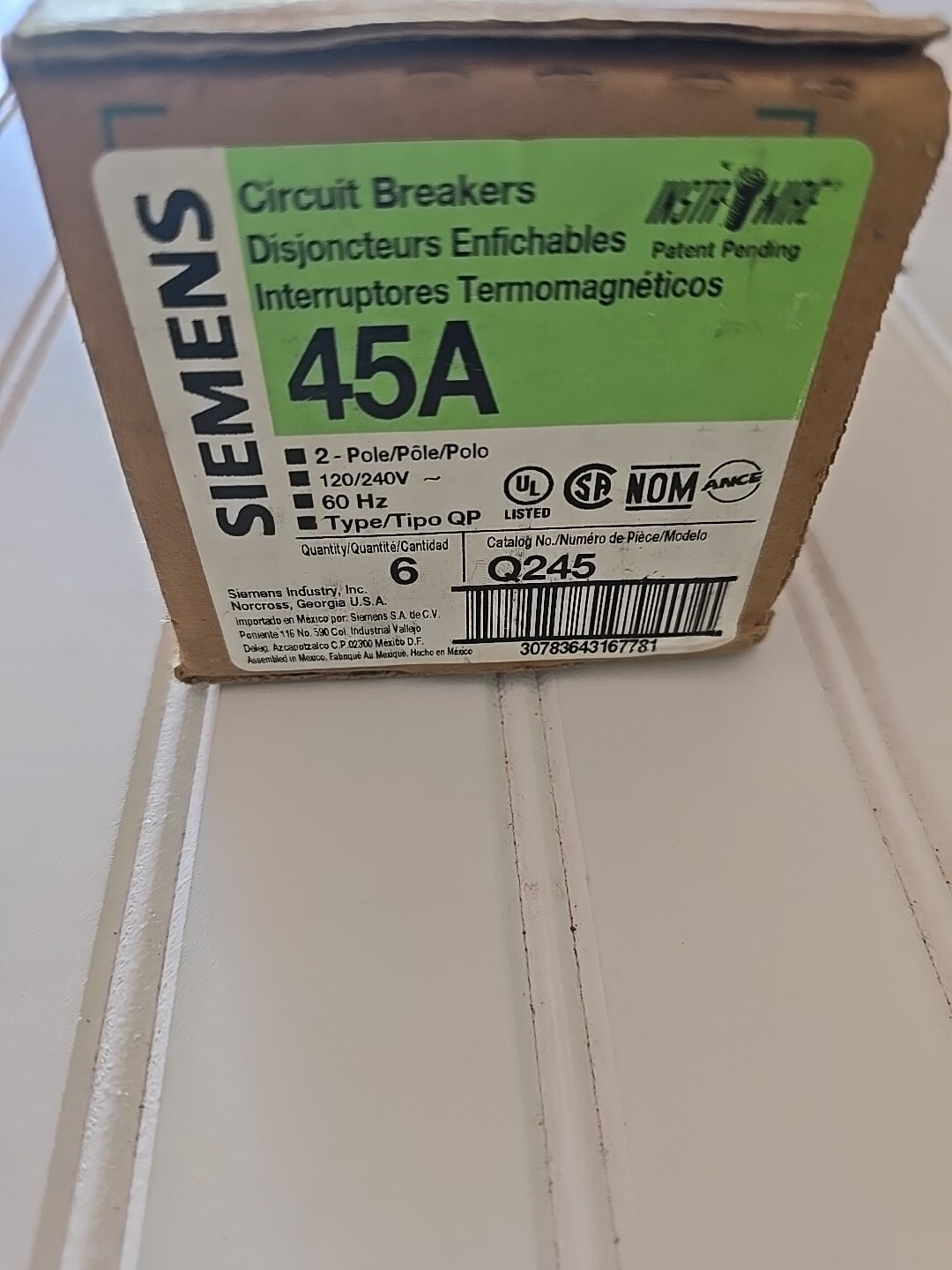 Q245 45-Amp Double Pole Type QP Circuit Breaker, Black