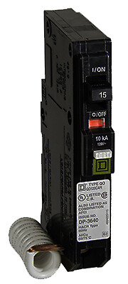 Square D QO115CAFIC QO 15 Amp Single-Pole Combination Arc Fault Circuit Breaker