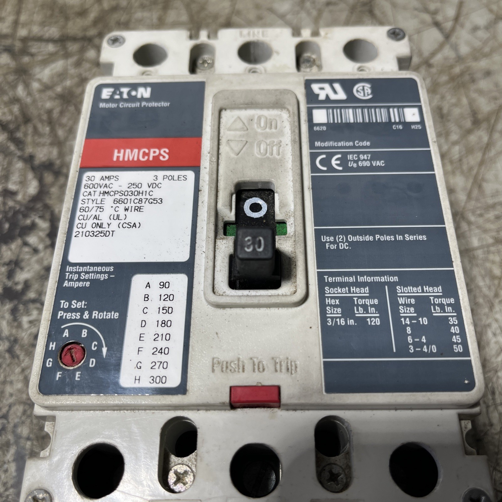 EATON Motor Circuit Protector HMCPS030H1C