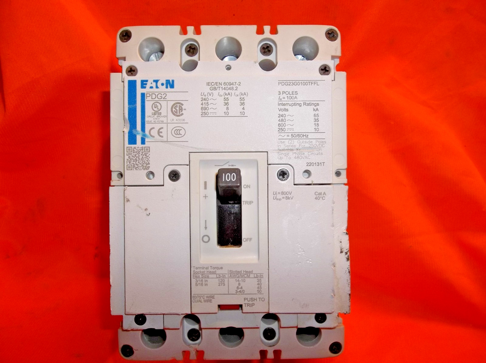 EATON PDG23M0100TFFL circuit breaker 1206A3