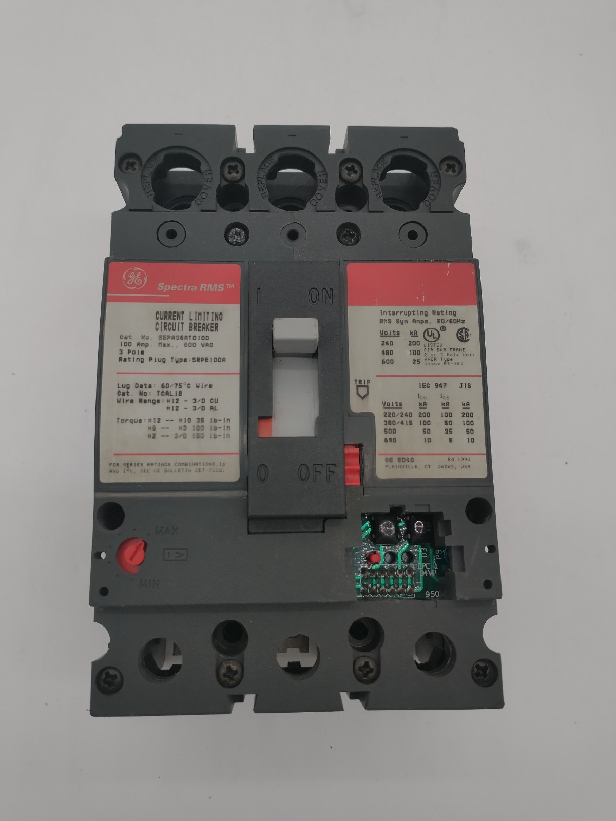 GE SEPA36AT0100 BREAKER 3POLE 100A 600V RECON READY FOR INSTALL