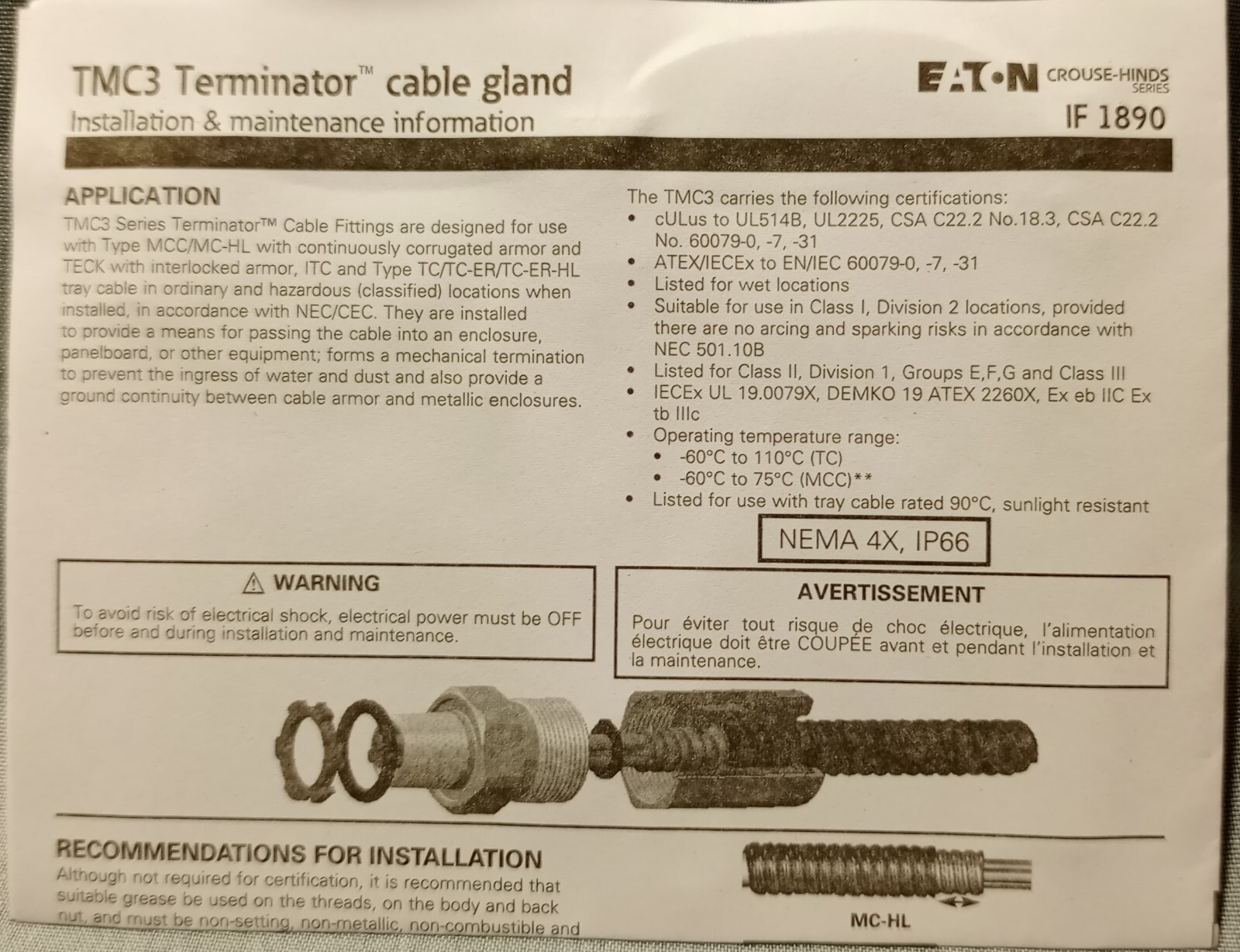 5-Pack Eaton TMC3-100-1 1″ Connector