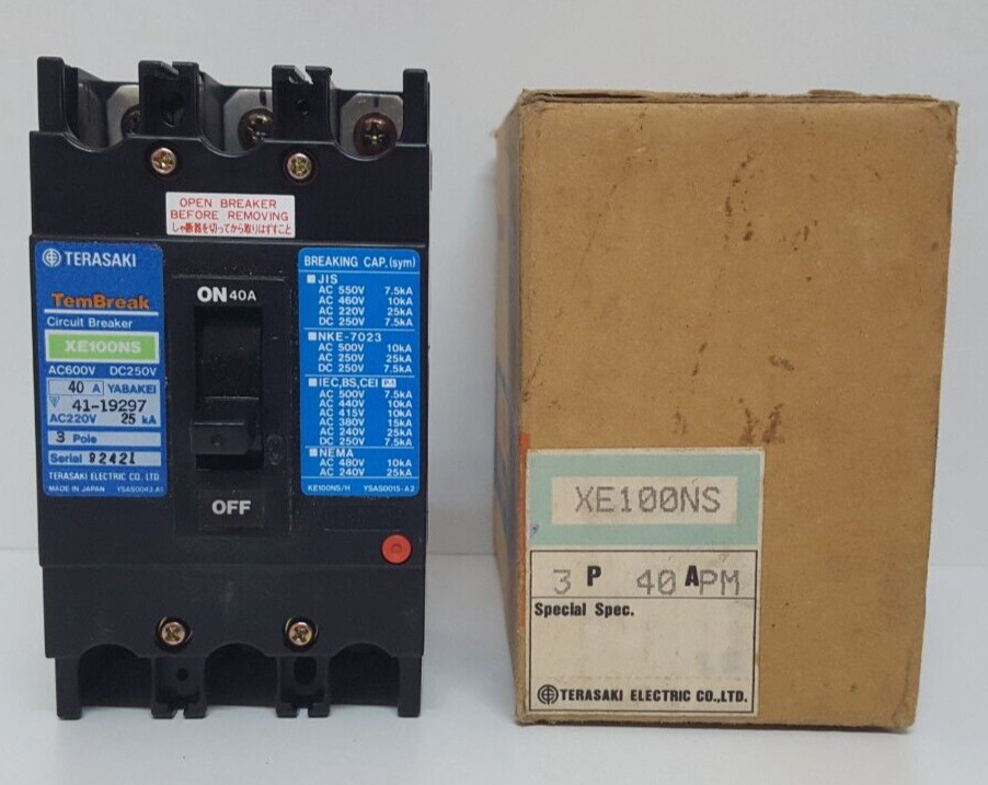 TERASAKI TEMBREAK XE100NS 3 POLE 40 AMPS CIRCUIT BREAKER AC600V DC250V