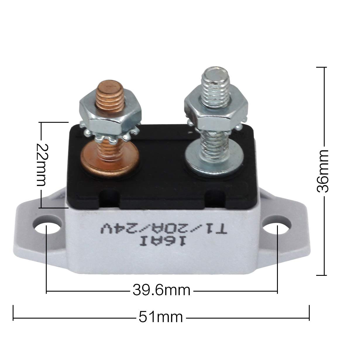 12/24V Stud Bolt Type 20A Automatic Reset Circuit Breaker Fuse Holder 20Amp with