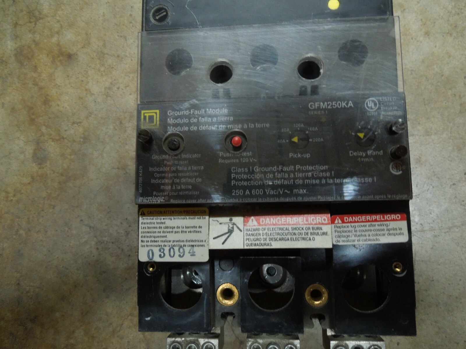 Square D KAL36150G 150A 3p 600V Circuit Breaker GFM250KA Ground Fault Module