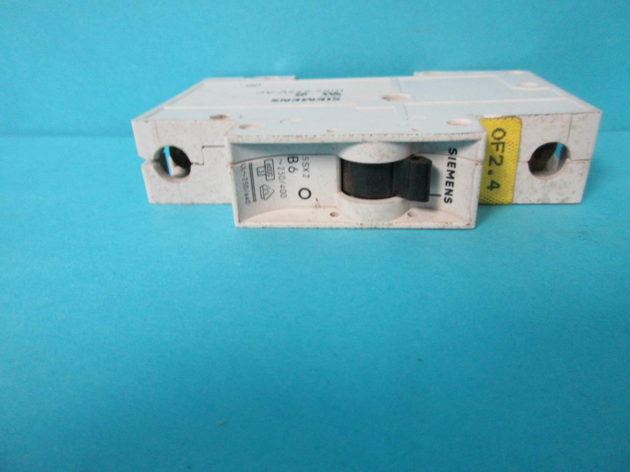 LOT OF 5 SIEMENS 5SX2 B6 230-400V 277V AC 1-POLE CIRCUIT BREAKER Ui~250/440