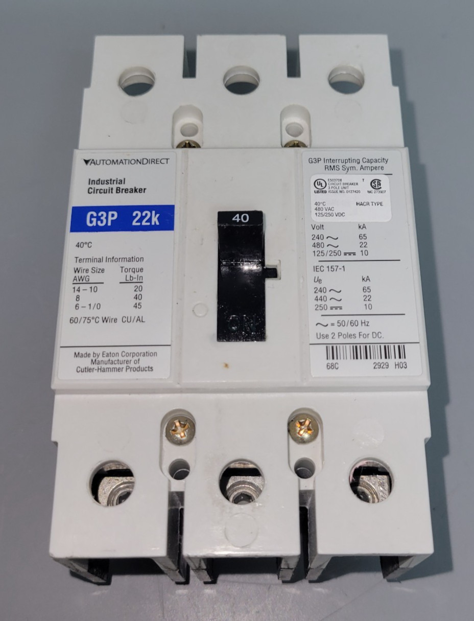 Automation Direct Circuit Breaker G3P-040 3 Pole 40A 480VAC (B610)