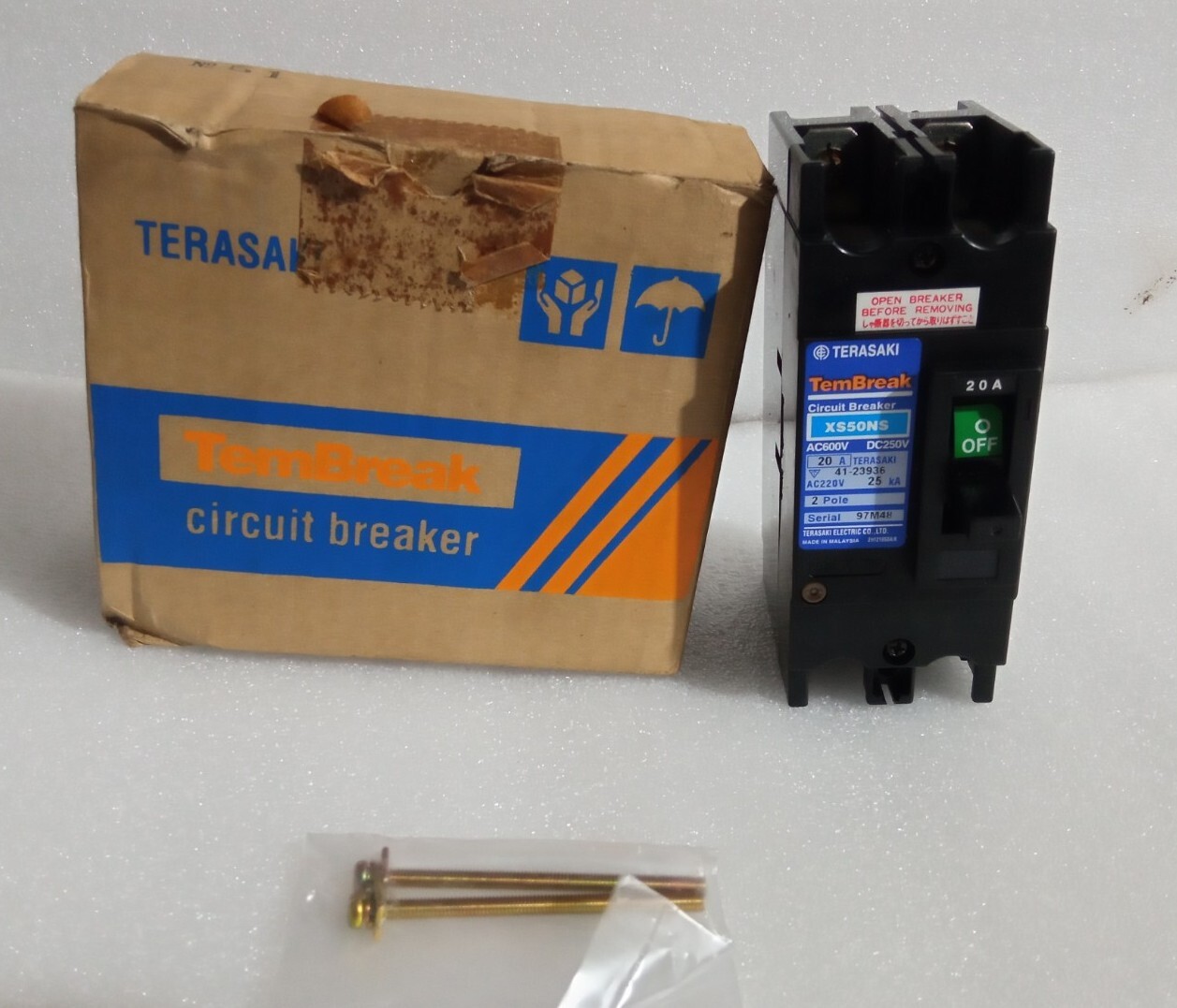 TERASAKI TemBreak XS50NS CIRCUIT BREAKER AC600V DC250V 20A 2 POLE NEW