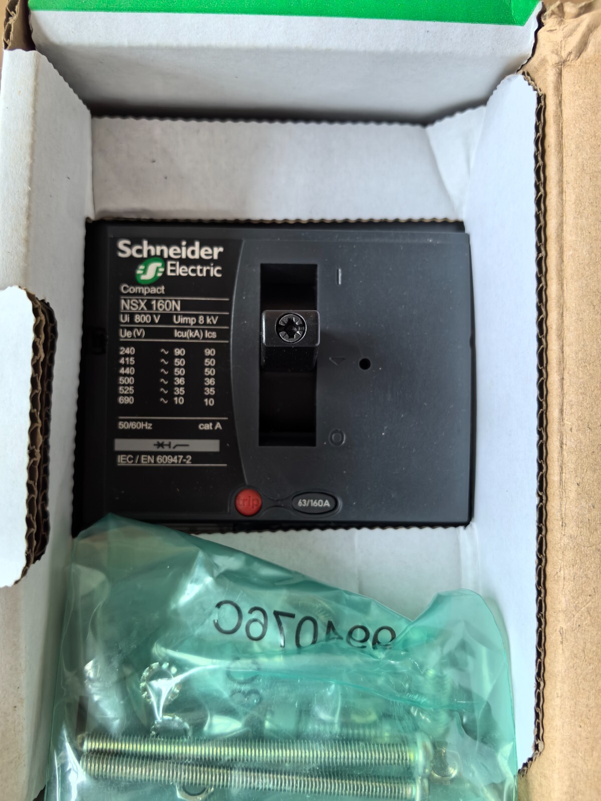 LV430890 Brand New Schneider MCCB Compact NSX160N Micrologic 5.2 A 160A 3P3D F