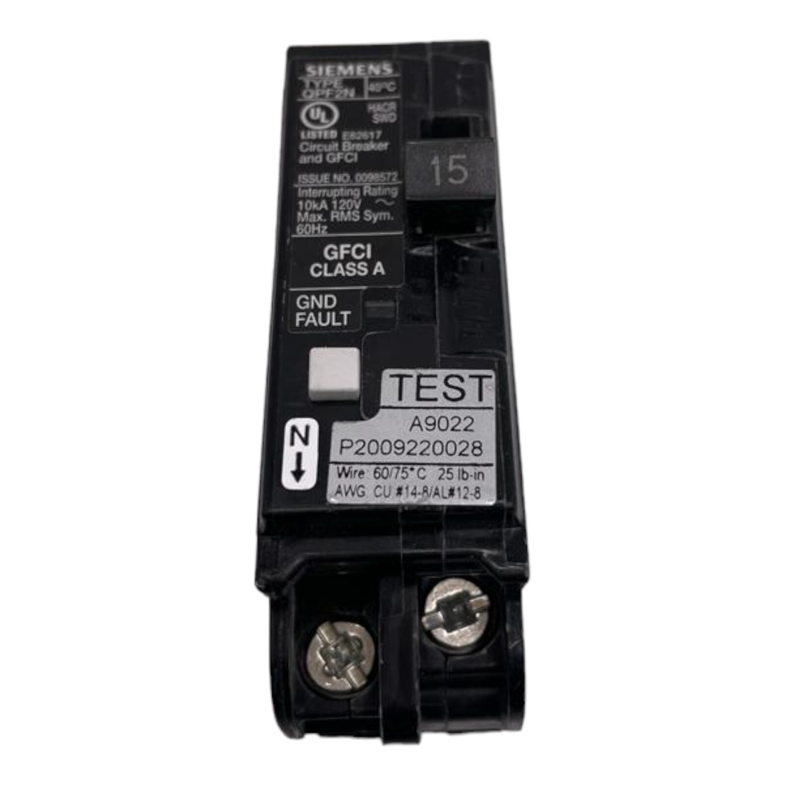 Siemens QF115AN 120V 1-Pole Ground-fault Circuit Breaker TESTED