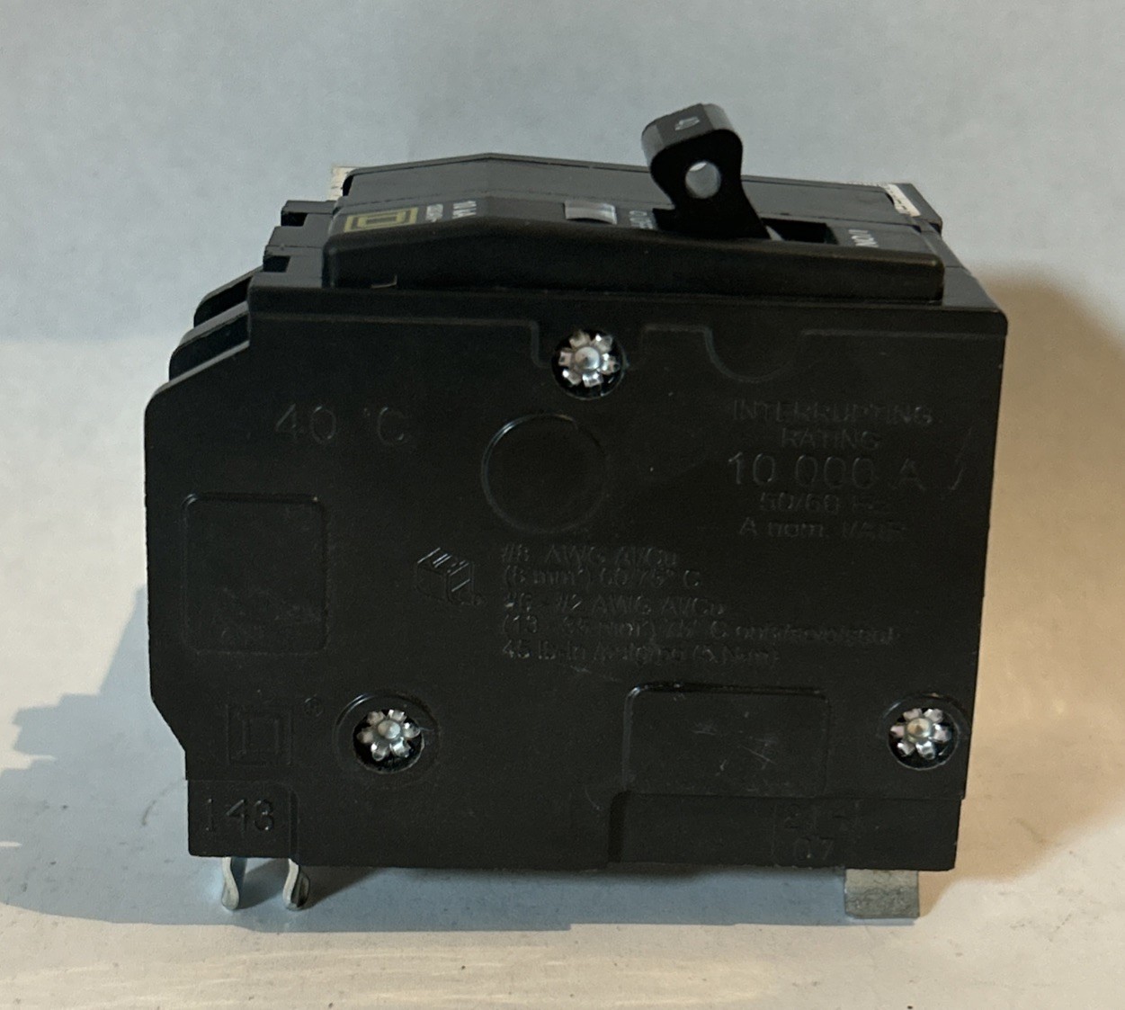 Square D QO2401021 40 Amp 2 Pole 120/240 V 50/60 Hz Plug-On Circuit Breaker