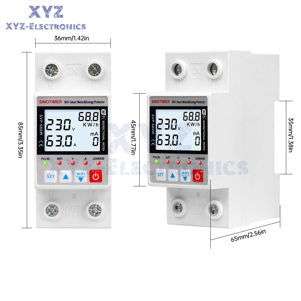 AC220V 63A Tuya Intelligent WIFI Over Voltage Current Protection Power Protector