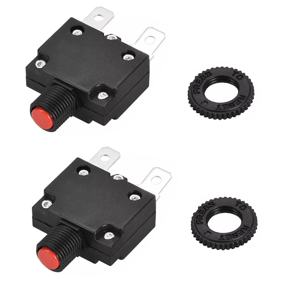 2pc 15A 125/250V Push Button Reset Overload Protector Thermal Circuit Breaker