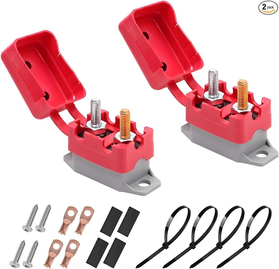 2PCS 40 Amp Automatic Reset Circuit Breaker with Cover Stud Bolt, 1 Style: 40A