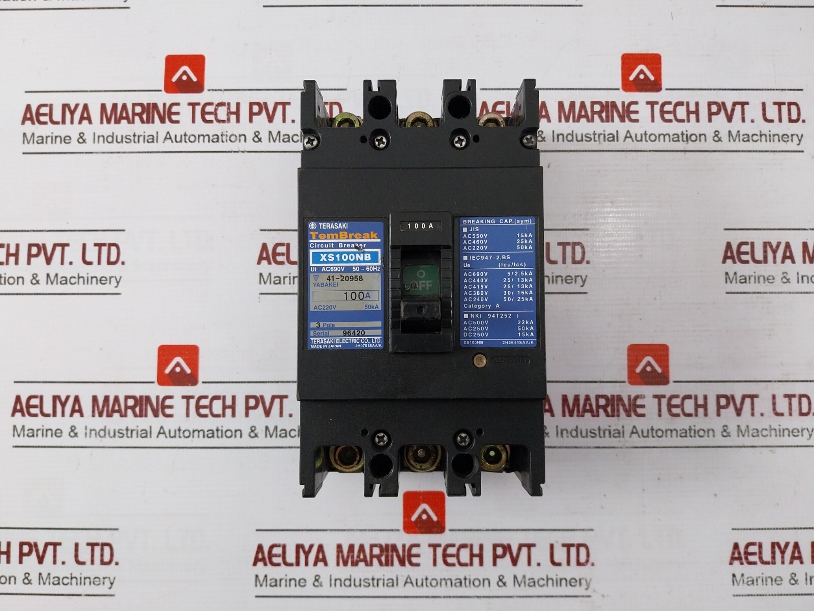 TERASAKI ELECTRIC XS100NB Tembreak Circuit Breaker AC220V 50KA 100A