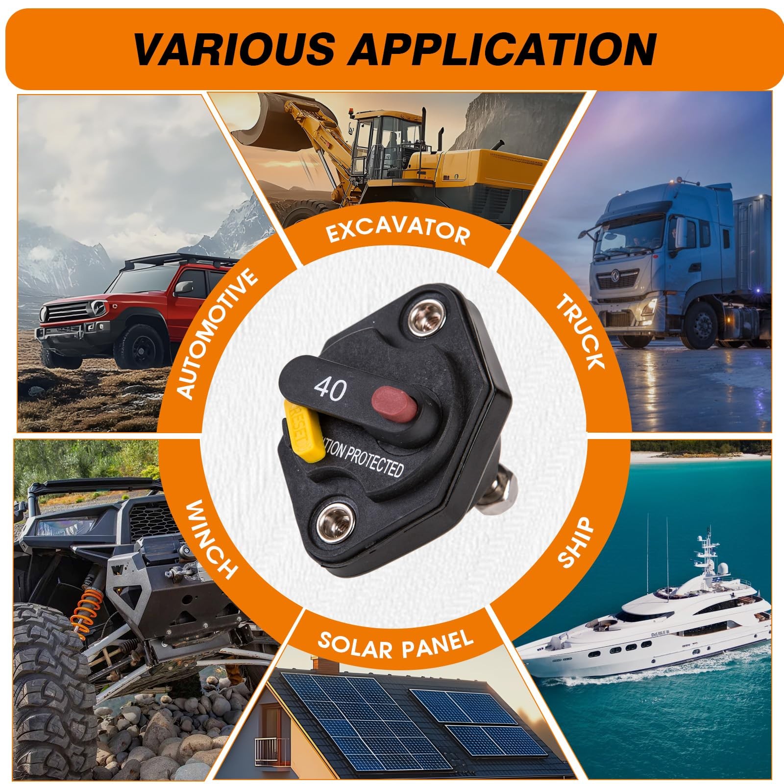 BUSSALIX Circuit Breaker Waterproof Manual Reset Marine Panel Mount Switch Tr…